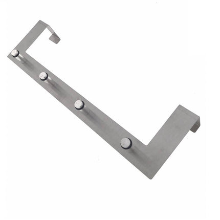 Deurkapstok RVS, 4 haken, past tot 40mm deur, ideaal voor jassen.