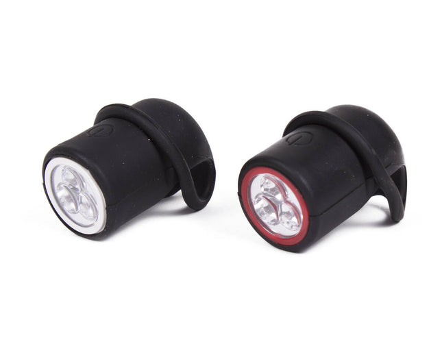3 LED-Fahrradlampen-Set: Silikongehäuse, Weiß-/Rot-Modi, inkl. Batterien