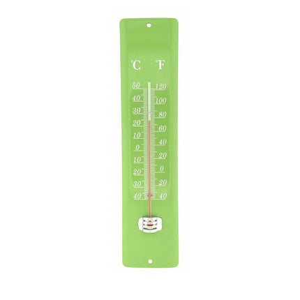 Metaal Groene Thermometer 30 cm, -40°C tot 50°C, Binnen/Buiten