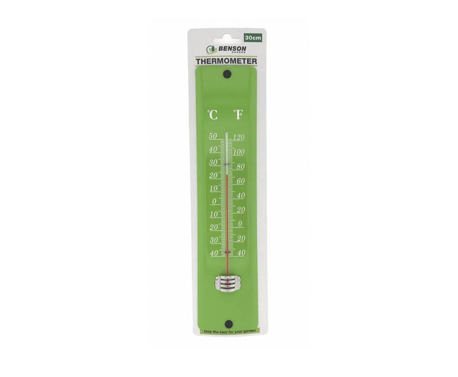 Metaal Groene Thermometer 30 cm, -40°C tot 50°C, Binnen/Buiten