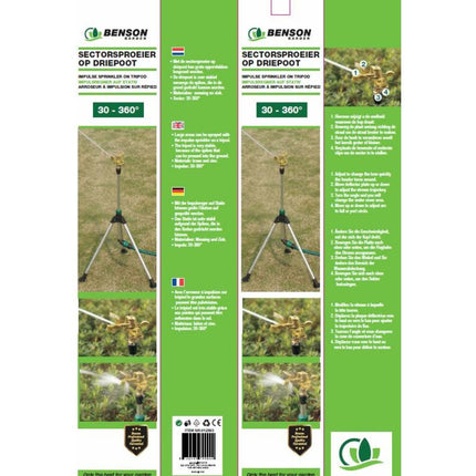 Sectorsproeier Driepoot 30-360°, Messing/Zink, Grote Tuinoppervlakken