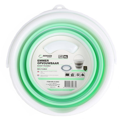 Emmer opvouwbaar 5 ltr – Afmeting Ø 25,5 x 19 cm / opgevouwen 5cm hoog, Gewicht 270 gr