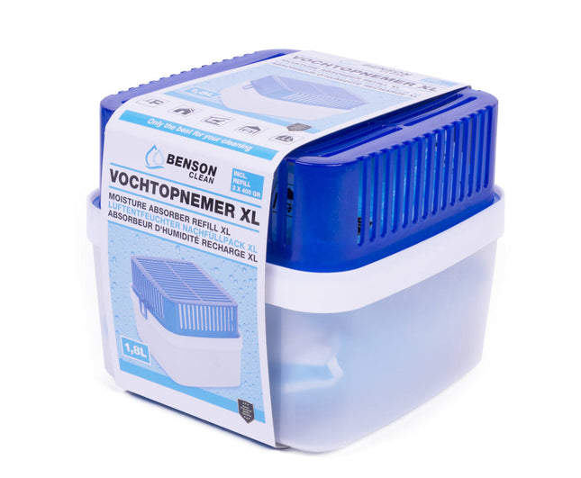 Vochtopnemer XL 1.8L - 2x400gr, Ideaal voor Kelder en Badkamer