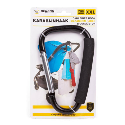 Karabijnhaak XXL 14x200 mm voor tassen en kinderwagens