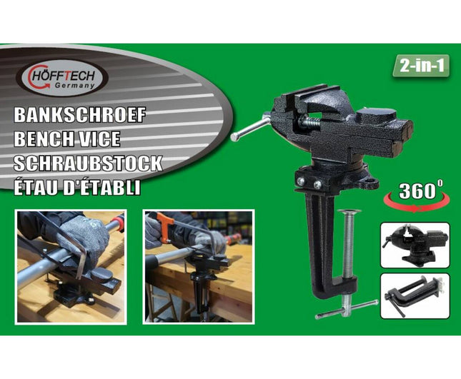 Schraubstock 75 mm, Gusseisen, Tischklemme oder Werkbankmontage, 2,05 kg