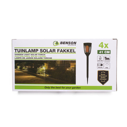 Tuinlamp Solar Fakkel 41 cm Flame Effect, Set van 4, 6u verlichting