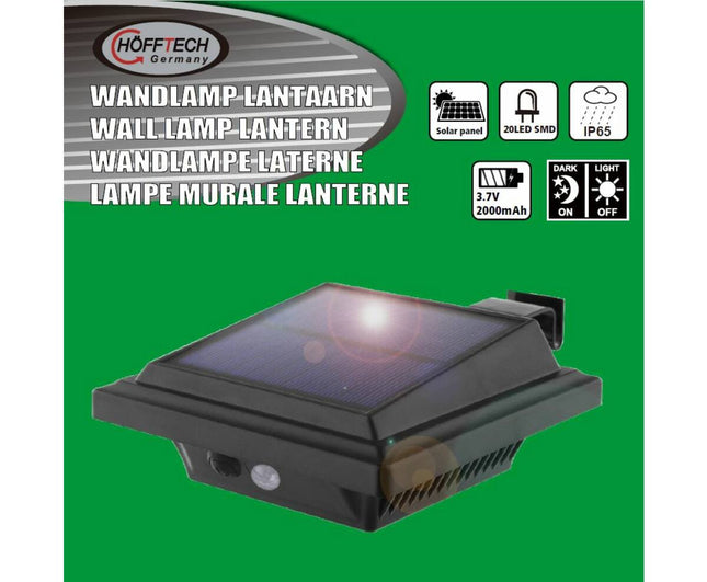 Solar LED Wandlamp met PIR, 158 Lumen, IP65, 8-10u Brandduur