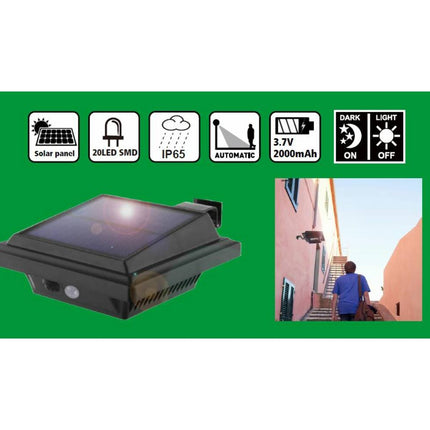 Solar LED Wandlamp met PIR, 158 Lumen, IP65, 8-10u Brandduur