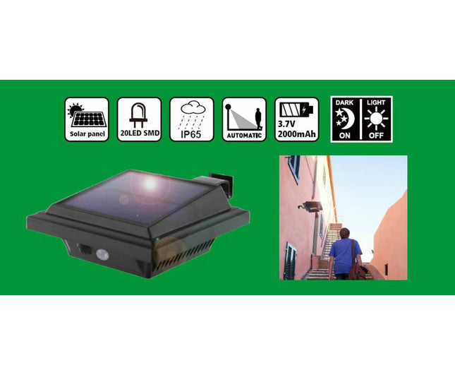 Solar LED Wandlamp met PIR, 158 Lumen, IP65, 8-10u Brandduur