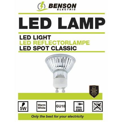 LED GU10 5W Glass, Warm Wit, 400lm, 3.000K, 25.000u, Ø50x55mm