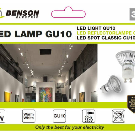 LED Lamp GU10 5W 3-delig, 400lm, 3000K, 25.000 uur, snelle start