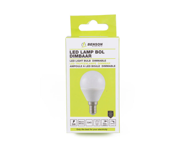 LED Lamp G45 5W E14, Dimbaar, 400Lm, Warm Wit 3000K, 20.000 Uur
