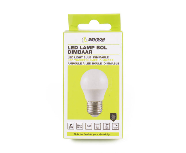 LED Lamp G45 5W E27 Dimbaar, 400lm, Warm Wit 3000K, 20.000u Levensduur