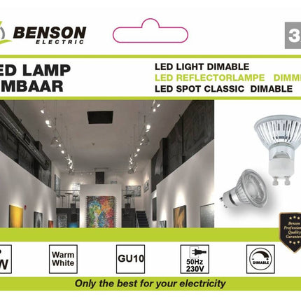 LED GU10 5W Dimbaar Lamp 3-delig, 3000K, 400lm, 25.000u levensduur