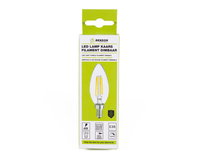LED Kaarslamp C35 4W E14 Dimbaar - Warm Licht voor Huisgebruik