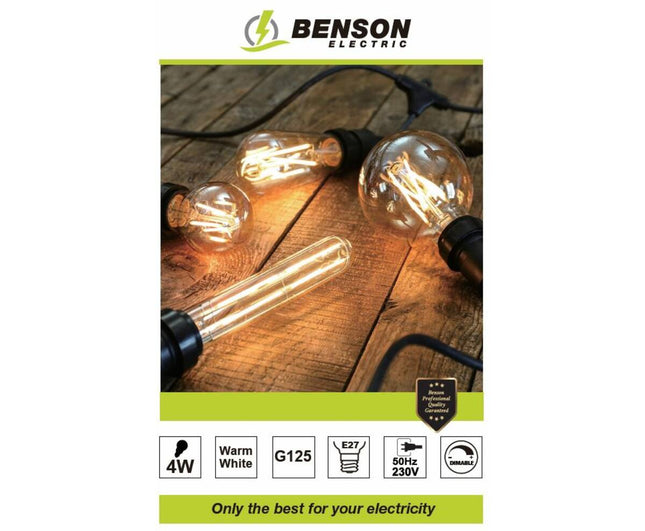 LED Globe Filament G125 4W Amber, E27, Dimbaar, 3000K, 360lm