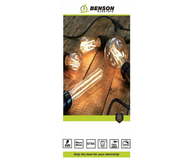 Retro Amber LED Filament Lamp 4W E27 3000K Dimbaar - 360lm 25.000u