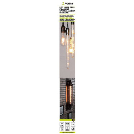 LED Buislamp T30 4W E27 Amber, 30x255mm, Dimbaar, 240lm, 3000K