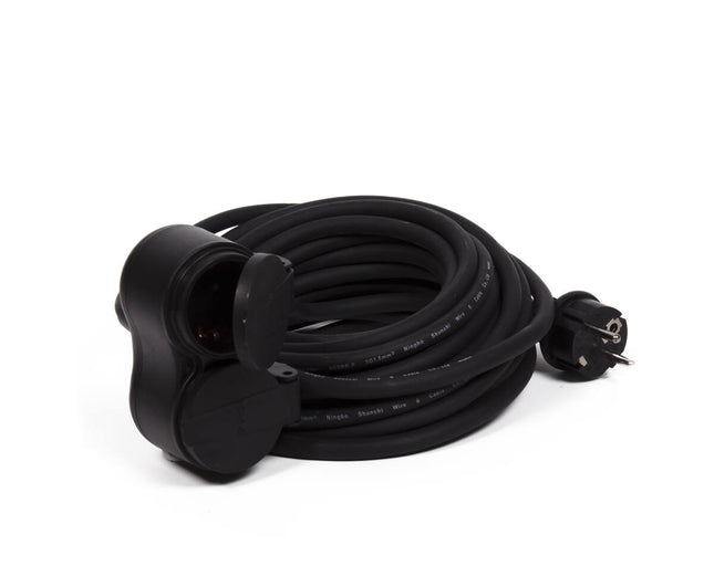 20m Verlängerungskabel, 2 Schuko-Stecker, 3G1,5mm², IP44, Neopren, 16A, 3500W