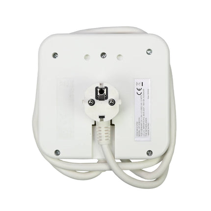 Stekkerdoos 3x230V + 2 USB 2.4A, 1.5m Kabel, Vierkant Design