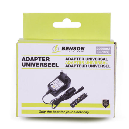 Universele 2000mA Adapter: 100-240V, Multi-Voltage, 6 Pluggen