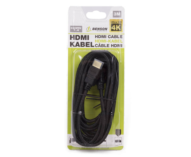 HDMI Kabel 1.4, 4K, Verguld, 3m – Perfect voor Thuisbioscoop.