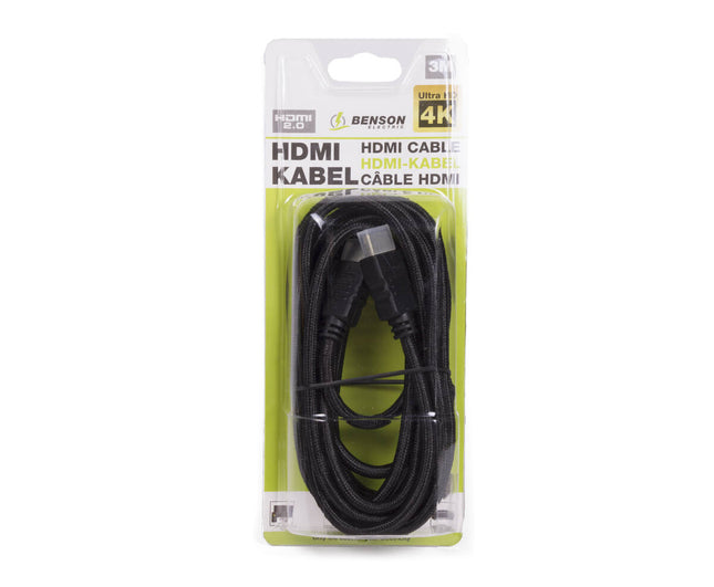 HDMI Kabel 2.0 4K Ultra HD, 3m Gold Plated voor Gaming & Films