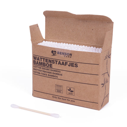 Wattenstaafjes bamboe 200 dlg kartonnen doos – Lengte ca. 7.5cm, Inhoud 200 wattenstaafjes
