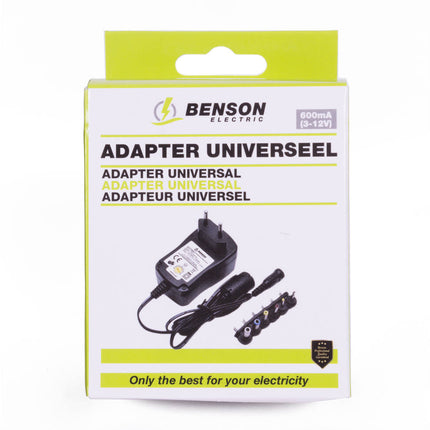 Universele Adapter 600 mA, 100-240V, 6 Pluggen, 3-12V voor Apparaten