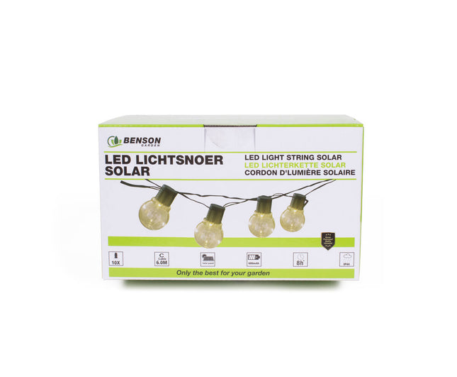 Solar LED Lichtsnoer 10x 6m IP44, 100mAh - Tuinverlichting Feestjes
