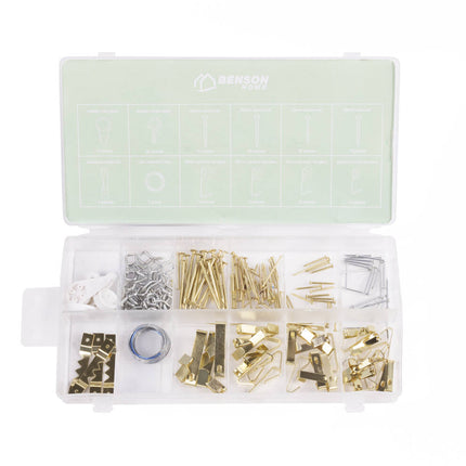 Ophanghaken Set 180-delig: Fotohangers, Spijkers, Draad, Muurharingen