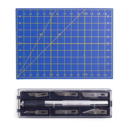 8-teiliges Präzisions-Hobbymesser-Set mit 6 Klingen und Schneidematte für Bastelprojekte