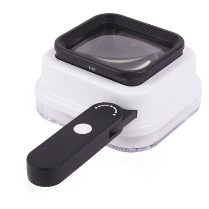 Loupe met 4x LED & 4x UV, uitschuifbare lens, ideaal voor details bekijken.