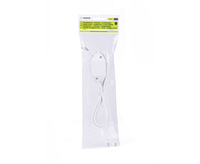 Vloerdimmer 2m Wit, 440W, LED/Halogeen, 2m Snoer, Eurostekker