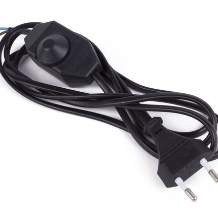 Stroomsnoer 2m met Vloerdimmer & Stekker, Zwart, voor LED/Halogeen