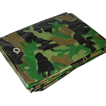 Dekzeil 3x4m Army Zwaar, PE 80 GSM, Aluminium Ogen voor Camping