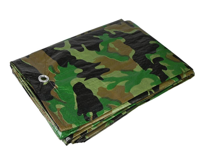 Dekzeil 3x4m Army Zwaar, PE 80 GSM, Aluminium Ogen voor Camping
