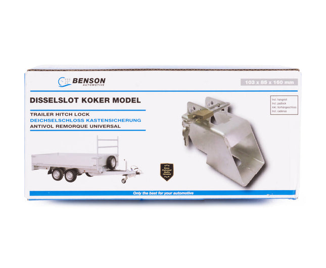 Disselslot Koker 103x85x160mm met Hangslot voor Aanhangerbeveiliging