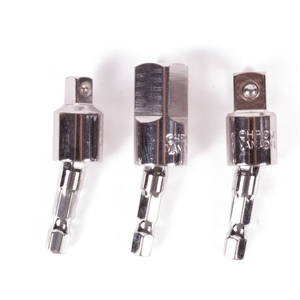 Flexibler Bit-Steckschlüsseladapter 55 mm: Passend für 1/4", 3/8", 1/2", ideal für enge Räume.