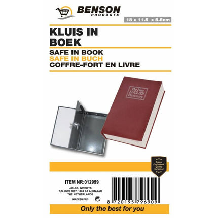 Kleine Boekkluis 180x115x55mm, Ideaal voor Sieraden & Contant Geld