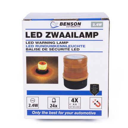 LED-Rundumkennleuchte Orange 2,4 W, magnetisch, Stroboskop-Modus, 24 LEDs