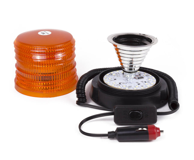 LED Zwaailamp Oranje 12V, Magnetisch, Knipper/Rotatiemodus, 30 LEDs