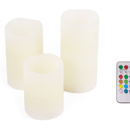 LED Kaarsen 3-delig met Afstandsbediening, RGB-kleuren, Timerfunctie