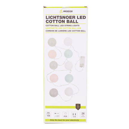 LED Lichtsnoer 10x Cotton Ball, 1.52m, Warm Wit, Binnengebruik