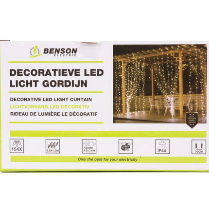 LED Lichtgordijn 154 LED's, 11 Slingers, IP44, Binnen/Buiten, 8 Modi
