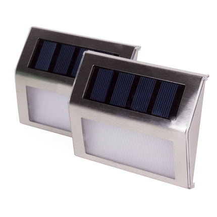 Solar LED Wandlamp RVS 1.2V 400mAh, 2 dlg, ideaal voor buitenverlichting