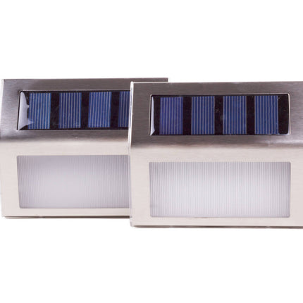 Solar LED Wandlamp RVS 1.2V 400mAh, 2 dlg, ideaal voor buitenverlichting