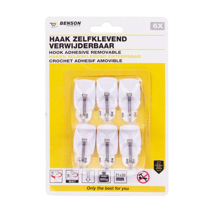 Selbstklebende Haken 6 Stück 2,1x3cm - Ideal für leichte Aufhängeaufgaben
