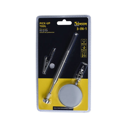 3-in-1 Pick Up Tool: Magneet, Klem & Spiegel, 13.5-64.5 cm Telescoop