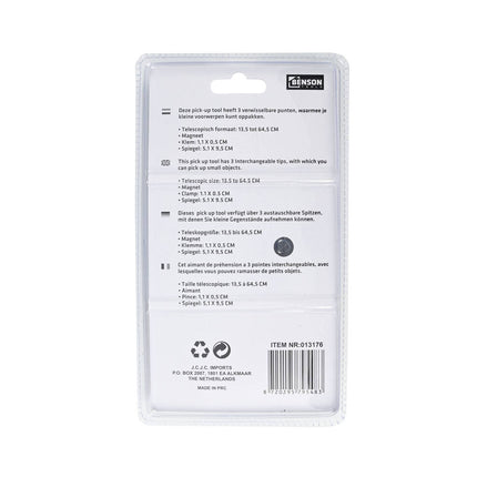 3-in-1 Pick Up Tool: Magneet, Klem & Spiegel, 13.5-64.5 cm Telescoop